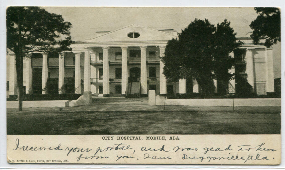 New City Hospital Mobile Alabama 1907 postcard