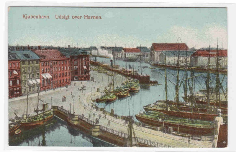 Udsigt over Havnen Kobenhavn Copenhagen Denmark 1910c postcard