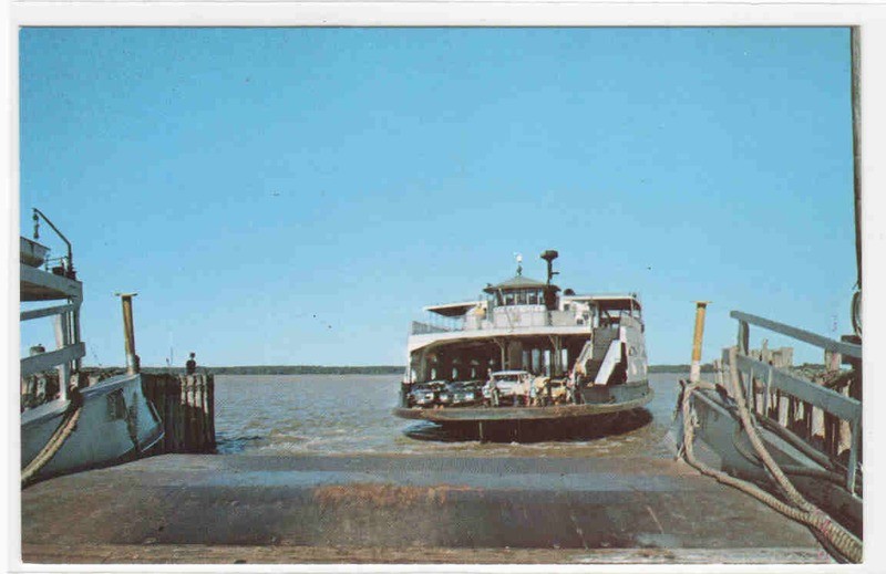 James River Car Ferry Ship Jamestown Surry Virginia postcard