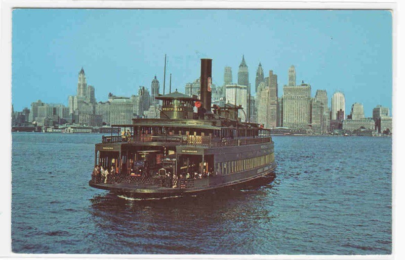Car Ferry Westfield Jersey Central New York City postcard