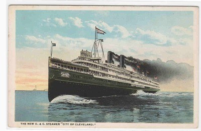 Steamer City of Cleveland D &amp; C Line Ship Michigan 1920s postcard