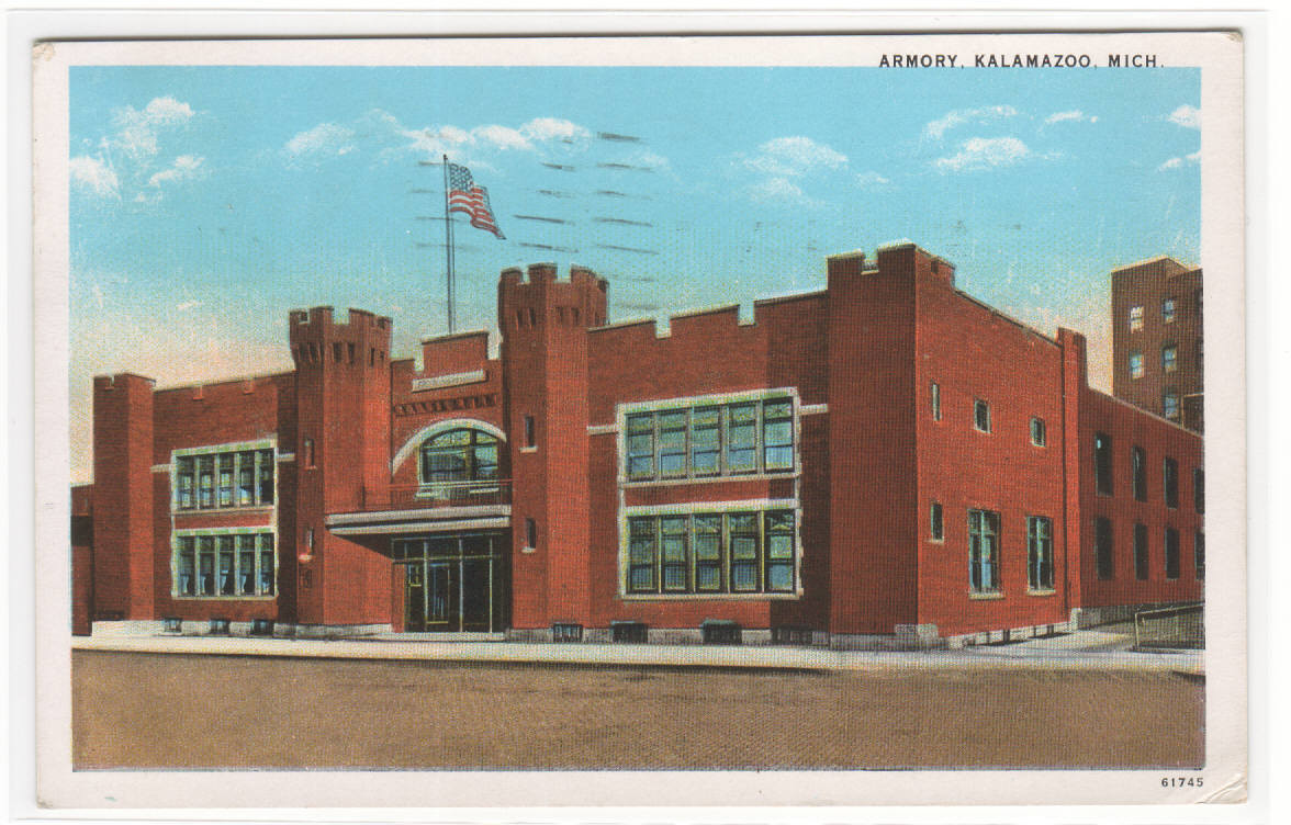 Armory Kalamazoo Michigan 1929 postcard
