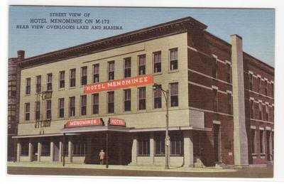 Hotel Menominee Michigan linen postcard