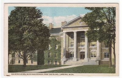 Main Building Michigan School for Blind Lansing MI 1918 postcard