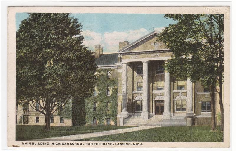 Main Building Michigan School for Blind Lansing MI 1918 postcard