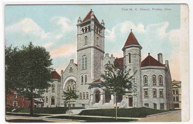 First M E Church Findlay Ohio 1910c postcard