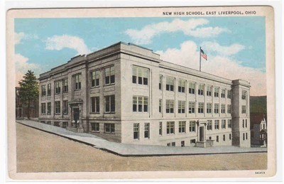 New High School East Liverpool Ohio 1920s postcard