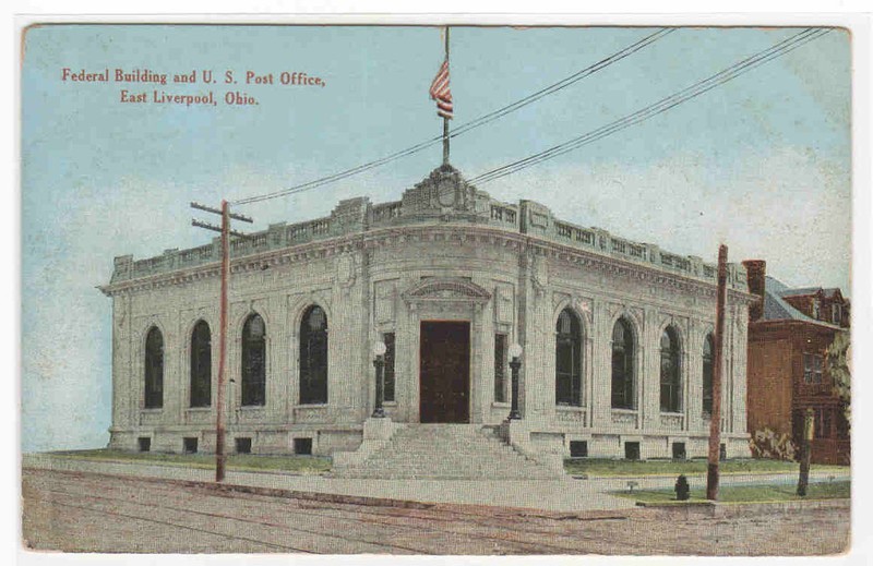 Post Office Federal Building East Liverpool Ohio 1910c postcard