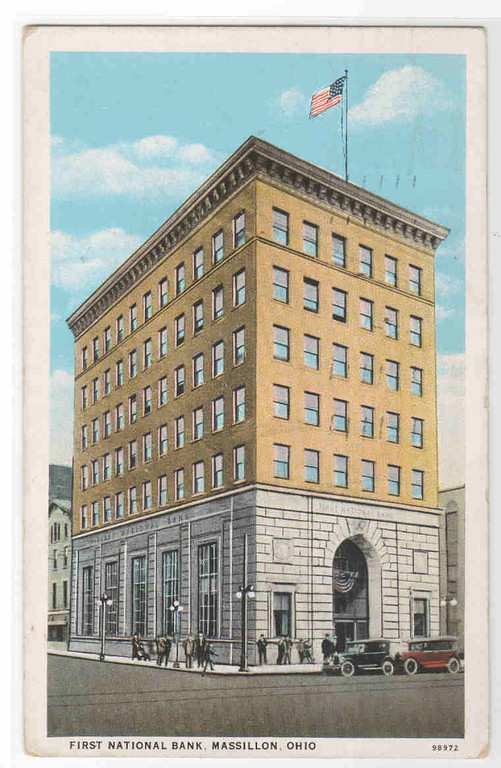 First National Bank Massillon Ohio 1935 postcard