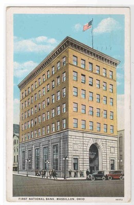 First National Bank Massillon Ohio 1935 postcard