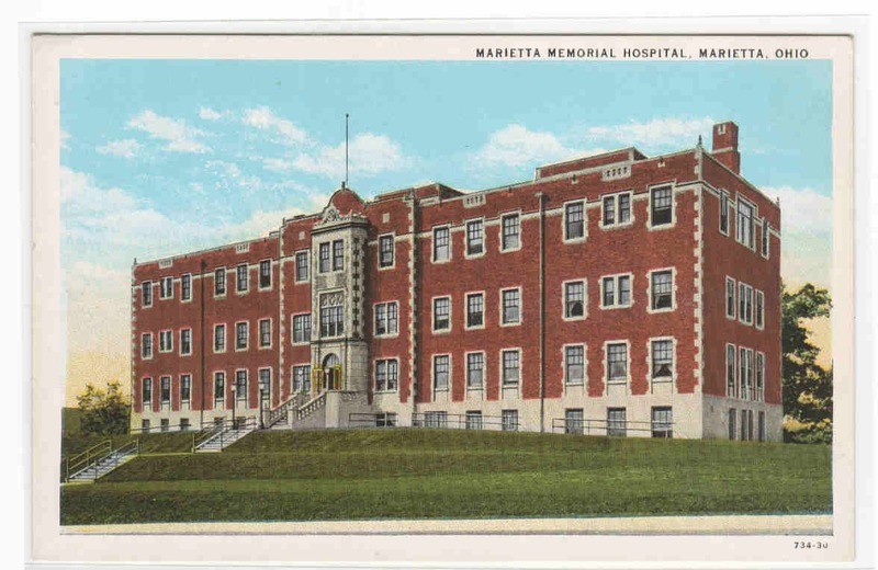 Memorial Hospital Marietta Ohio 1920s postcard