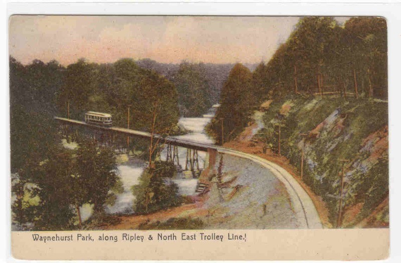 Streetcar Trestle Bridge Waynehurst Park Ripley North East Line New York 1909 postcard