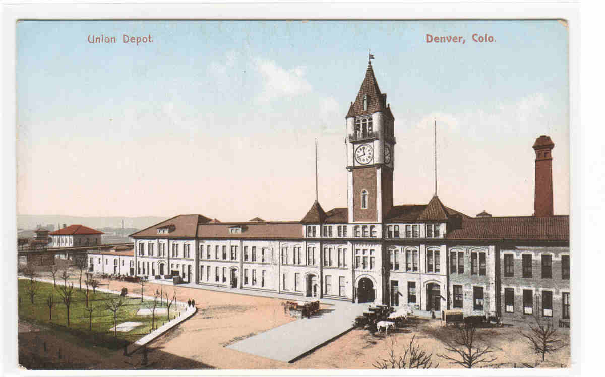 Union Railroad Train Depot Denver Colorado 1910c postcard