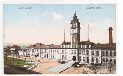 Union Railroad Train Depot Denver Colorado 1910c postcard