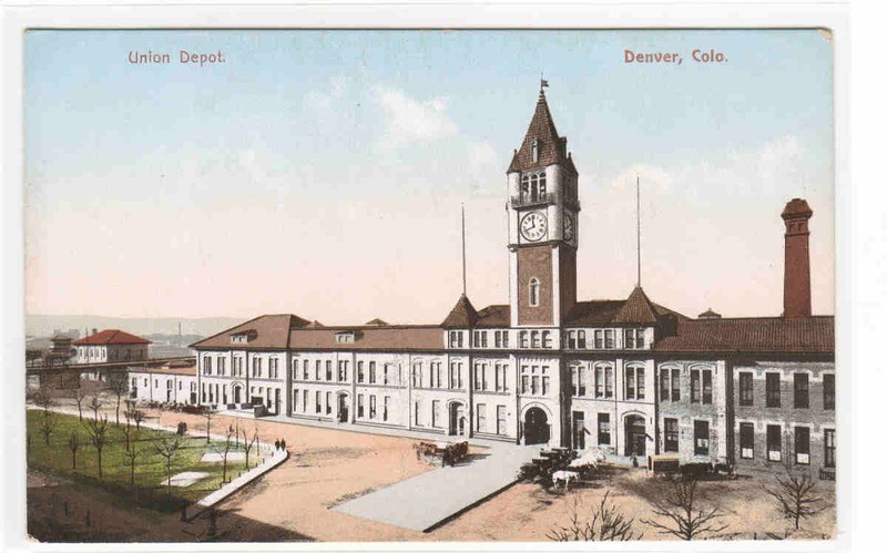 Union Railroad Train Depot Denver Colorado 1910c postcard