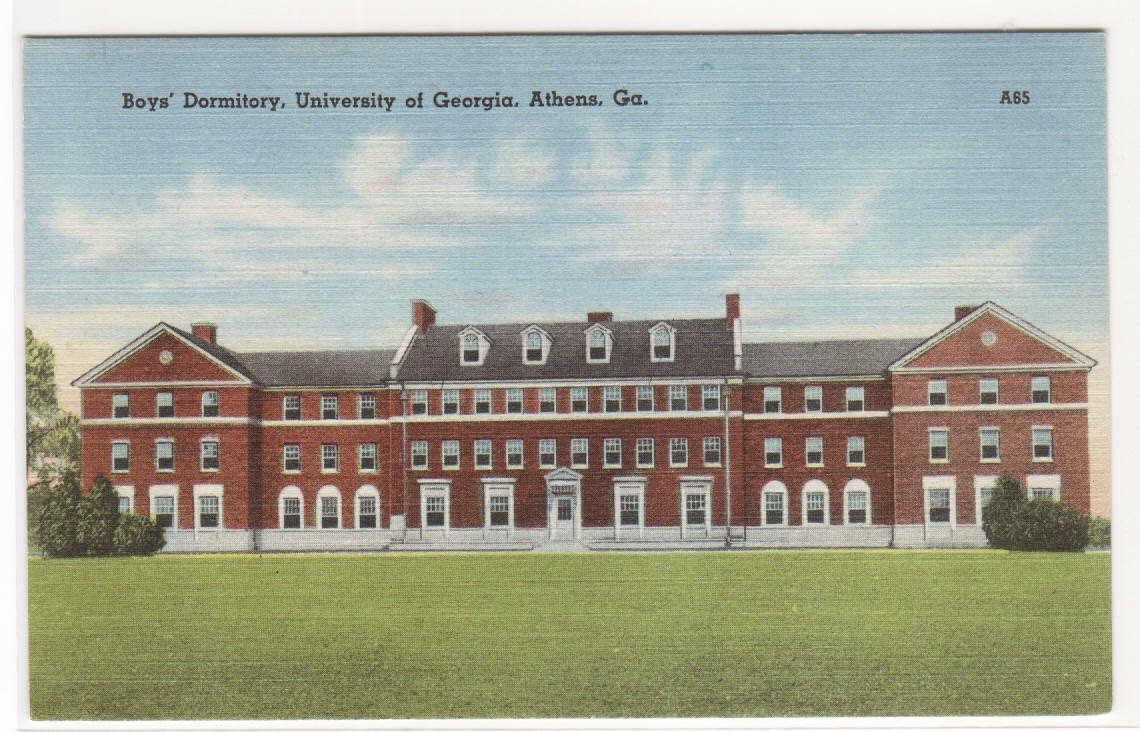 Boy's Dormitory University Georgia Athens linen postcard