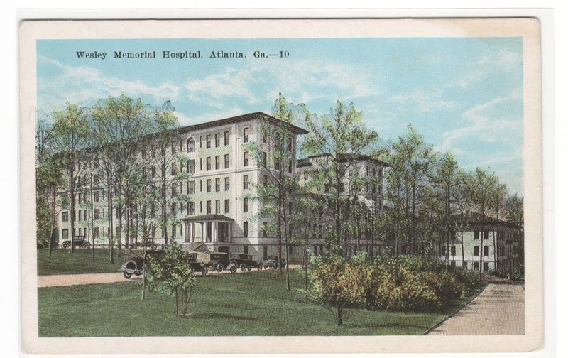 Wesley Memorial Hospital Atlanta Georgia 1920c postcard