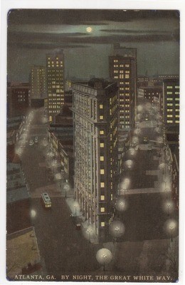 The Great White Way By Night Atlanta Georgia 1910c postcard