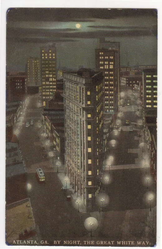 The Great White Way By Night Atlanta Georgia 1910c postcard