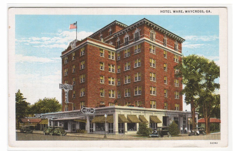 Hotel Ware Waycross Georgia linen postcard