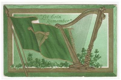 Let Erin Remember St Patrick's Day Greeting 1910c postcard