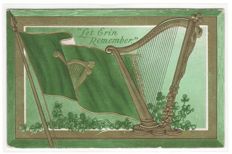 Let Erin Remember St Patrick's Day Greeting 1910c postcard