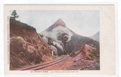 Railroad Train St Peter’s Dome Cripple Creek Shortline Colorado 1905c postcard