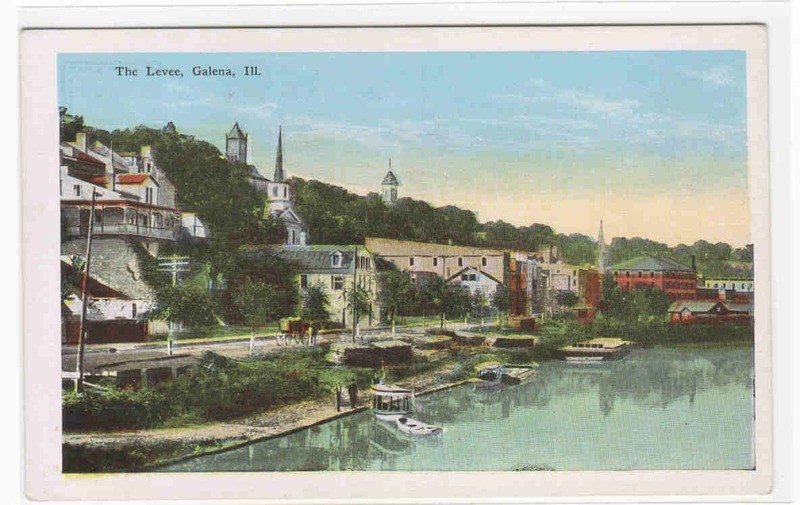 The Levee Galena Illinois 1920s postcard