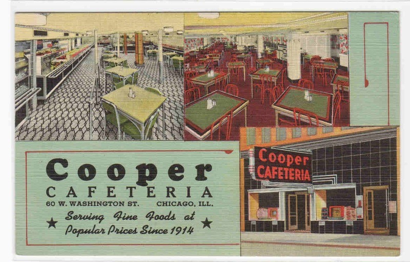 Cooper Cafeteria Interior Chicago Illinois 1945 linen postcard