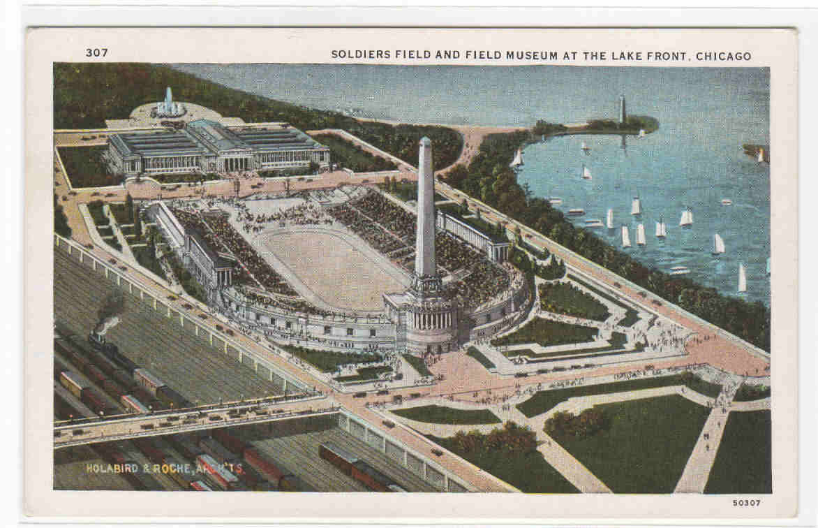 Soldier Field Football Stadium Chicago Illinois 1930s postcard