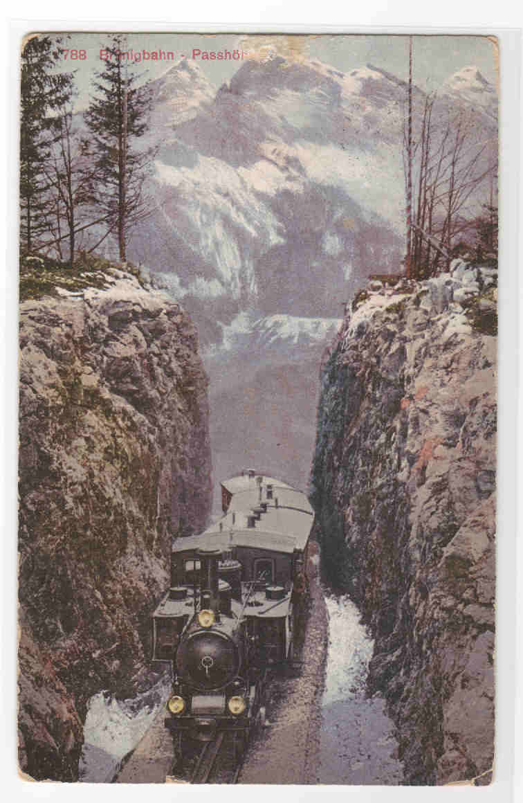Incline Railroad Brunigbahn Passhohe Switzerland 1922 postcard