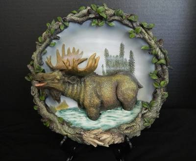 Moose Decorative Plate Figurine Amy &amp; Addy Wild Game Western Lodge