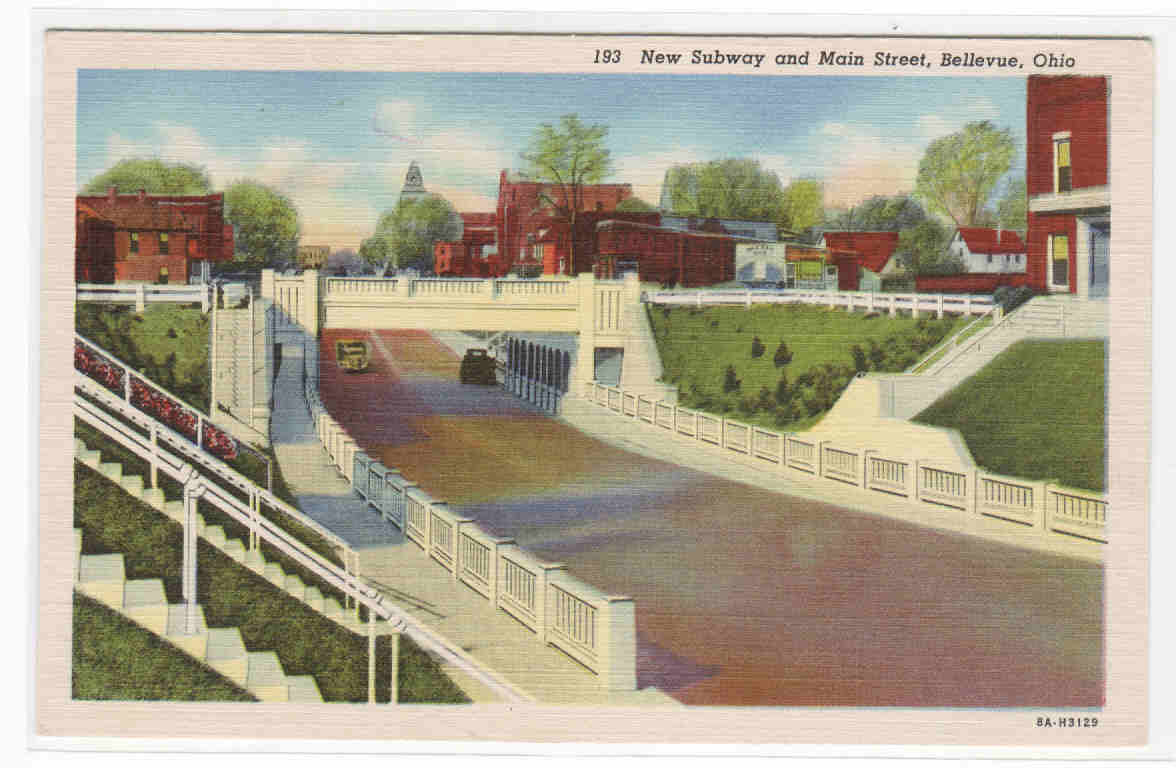 Subway Main Street Bellevue Ohio 1940s postcard
