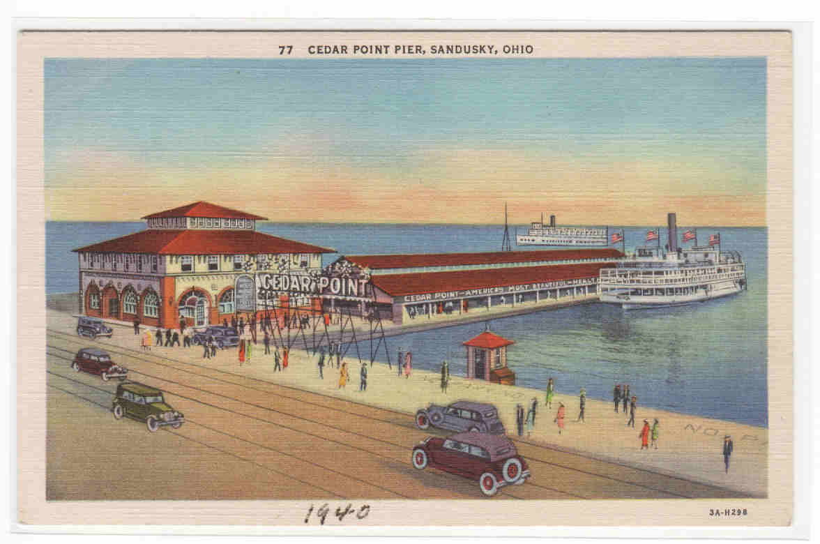 Steamer Cedar Point Pier Sandusky Ohio 1940 postcard
