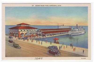Steamer Cedar Point Pier Sandusky Ohio 1940 postcard