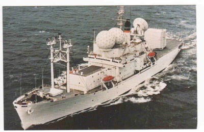 USNS Observation Island T-AGM 23 Polaris Navy Ship postcard