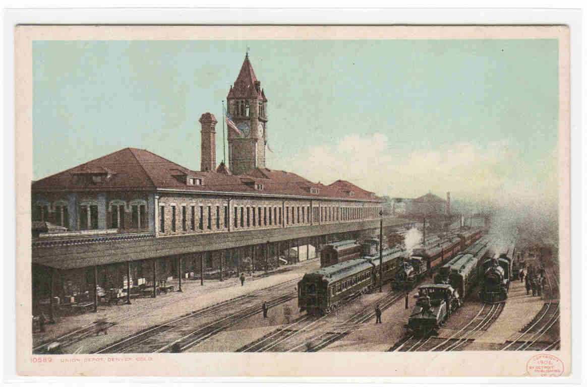 Union Railroad Train Depot Denver Colorado Phostint postcard