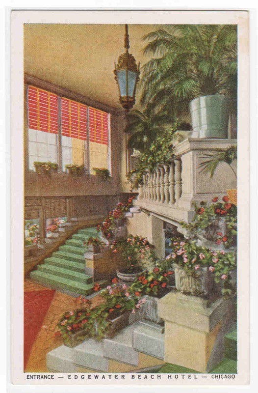 Entrance Edgewater Beach Hotel Chicago Illinois postcard