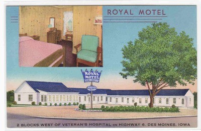 Royal Motel Highway 6 Des Moines Iowa linen postcard