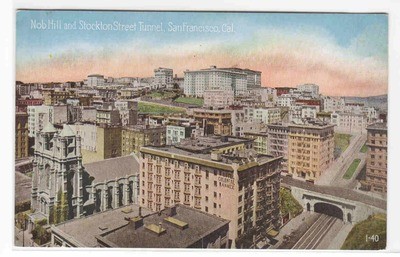 Nob Hill Stockton Street Tunnel San Francisco CA 1910c postcard