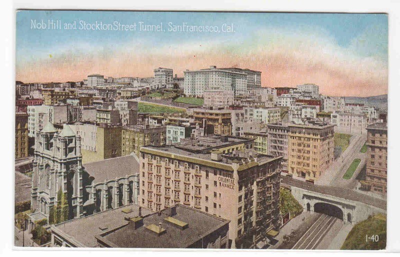Nob Hill Stockton Street Tunnel San Francisco CA 1910c postcard