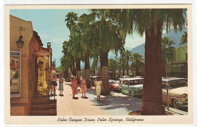 Palm Canyon Drive Street Scene Palm Springs California postcard
