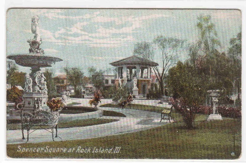 Spencer Square Rock Island Illinois 1910c postcard