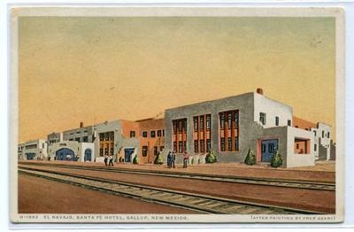 El Navajo Santa Fe Hotel Gallup New Mexico 1926 postcard