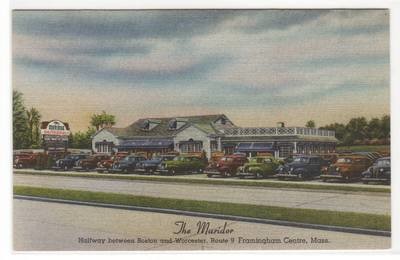 Maridor Restaurant Cars Framingham Center Massachusetts linen postcard