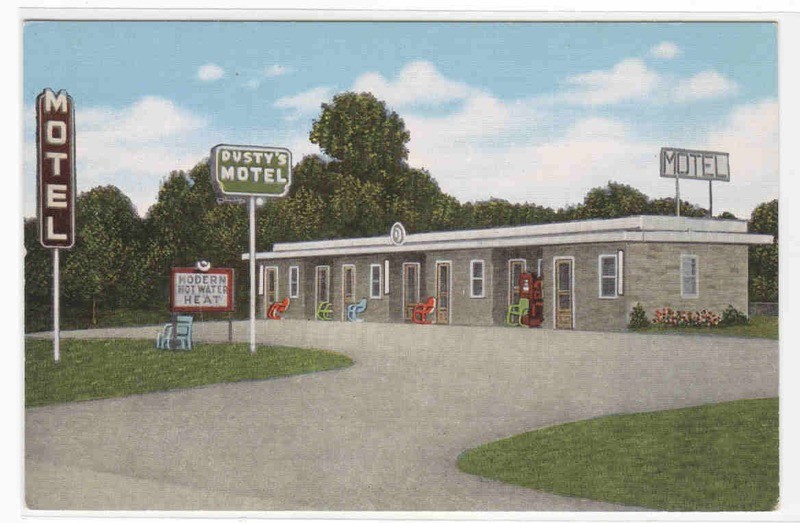 Dusty’s Motel Route 40 Effingham Illinois linen postcard