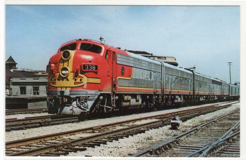 Santa Fe Chief Railroad Train Joliet Illinois postcard