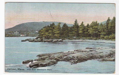 Shore View from Sherman's Point Camden Maine 1910c postcard