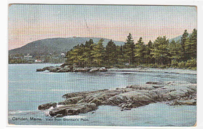 Shore View from Sherman's Point Camden Maine 1910c postcard