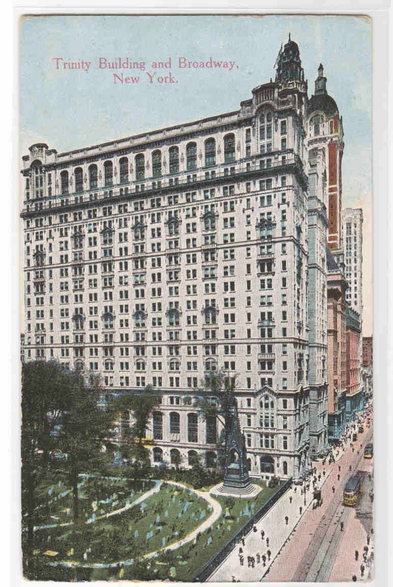 Trinity Building Broadway New York City 1910c postcard